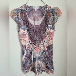 dressbarn Colorful Embellished Blouse
